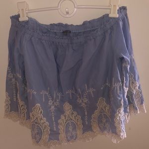 off the shoulder light blue top size XS